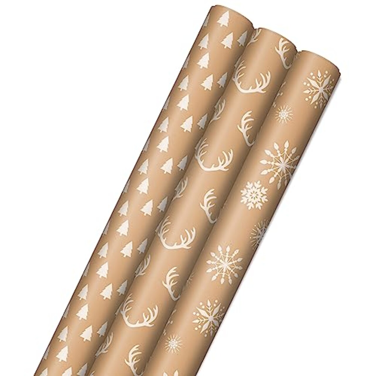 Hallmark Recyclable Kraft Wrapping Paper with Cut Lines (3 Rolls